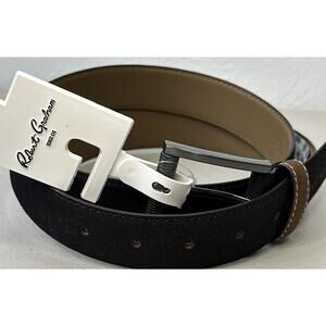 Robert Graham Black Suede Ripaso Belt - Signature Stitching & Buckle Men's sz 38